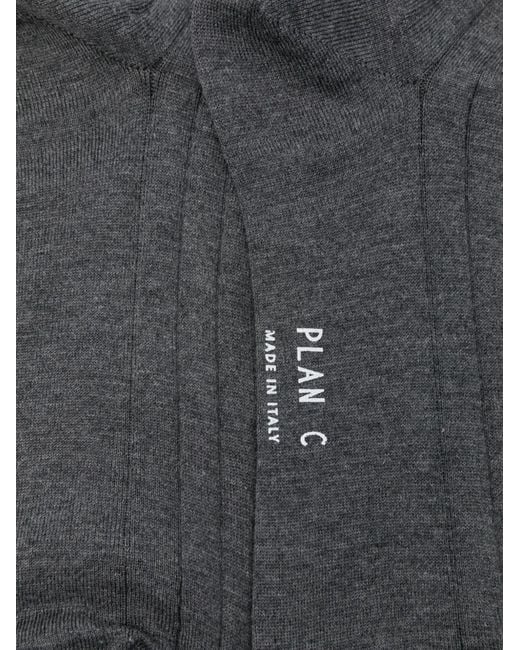 Plan C Gray Ribbed Two-Tone Socks
