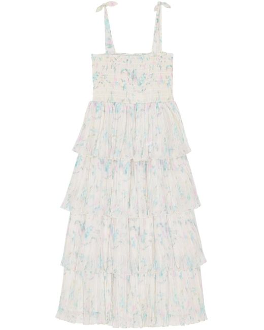 Ganni Midi-Jurk Met Ruches in het White
