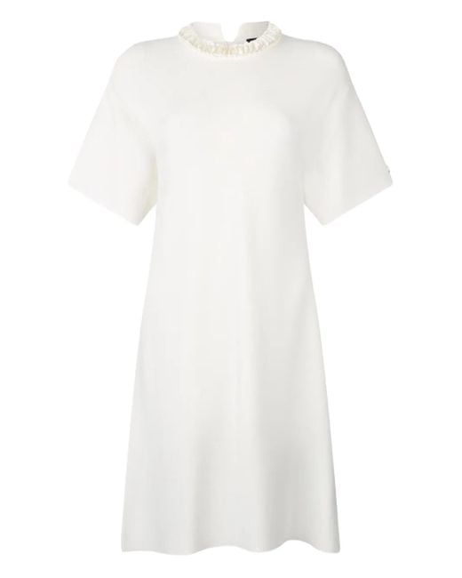 Liu Jo White Sequin-Embellished Crew-Neck Mini Day Dress