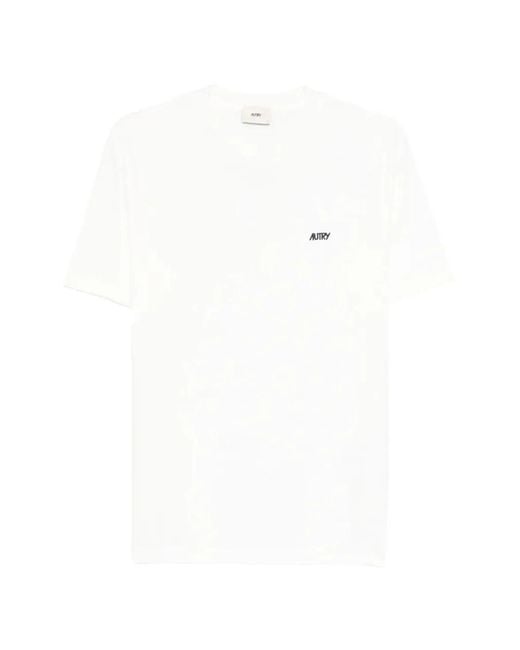Autry White Logo-Embroidery Jersey T-Shirt for men