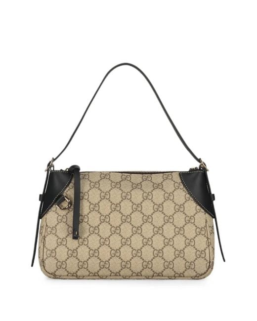 Gucci Metallic Gg Supreme Leather-Trim Shoulder Bag