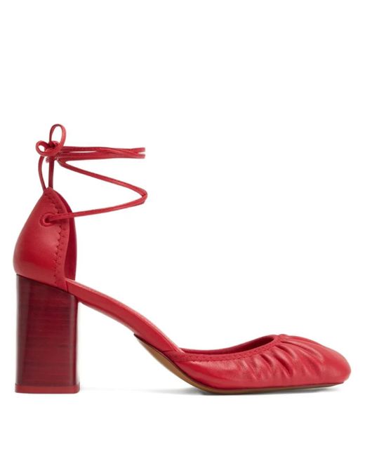 Lemaire Red Micro Ballerina Ballerinas Mit Geraffter Kappe 85Mm