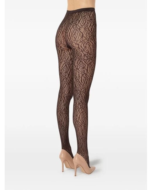 Wolford Black Lace-Effect Tights