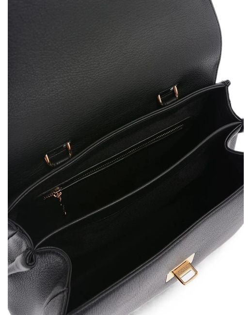 Moschino Black Logo-Embossed Midi Shoulder Bag