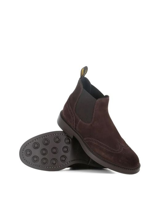 Doucal's Brown Suede Brogue Boots for men