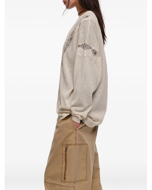 Bimba Y Lola White Lace-Trim Cardigan