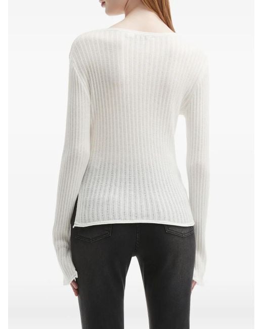 B+ AB White Ribbed-Knit Top