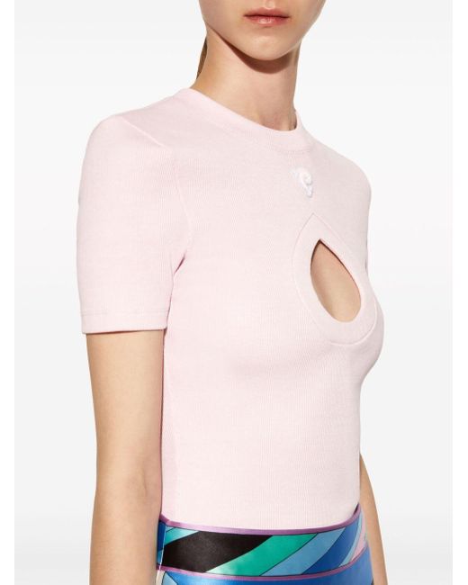 Emilio Pucci Pink Ribbed-knit T-shirt