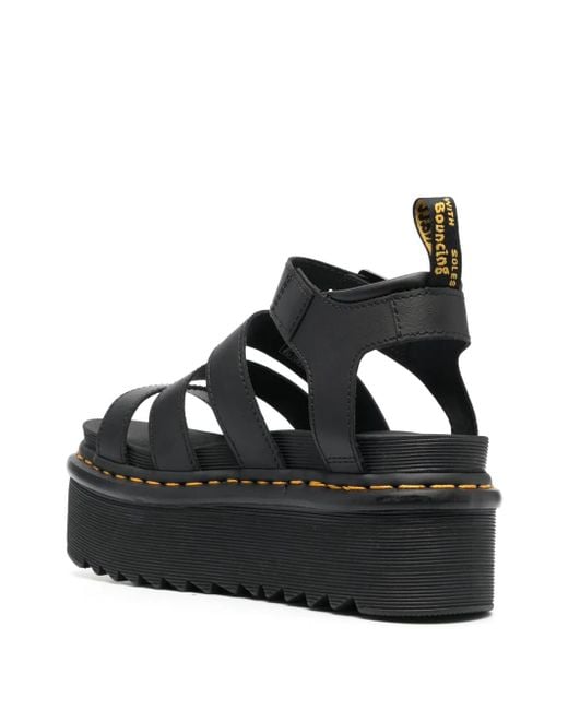 Dr. Martens Black 70Mm Buckled Platform Sandals