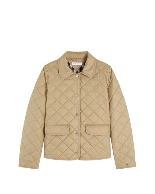 Tommy Hilfiger Natural Quilted Logo-Embroidered Jacket