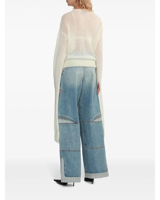 Coperni White Extra-Long-Sleeve Jumper