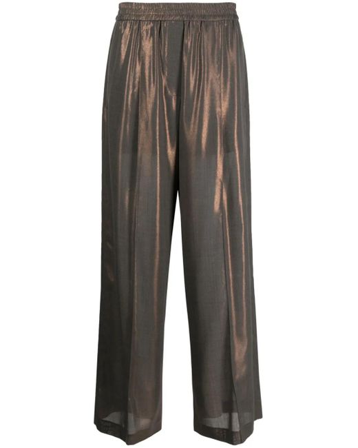 Brunello Cucinelli Gray Wide-Leg Trousers