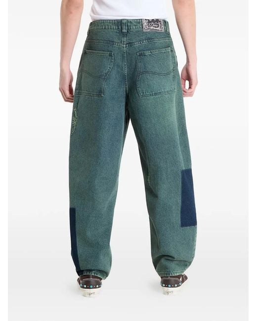 Dime Green Jean À Design Patchwork for men