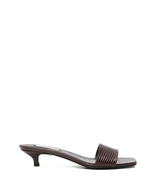 Totême White Lizard-Embossed Sandals