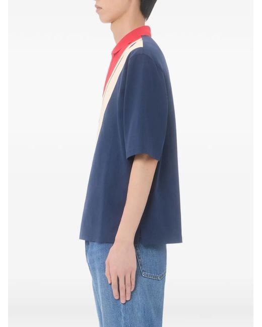 Valentino Garavani Blue Cotton Polo Shirt With Inlaid-V for men
