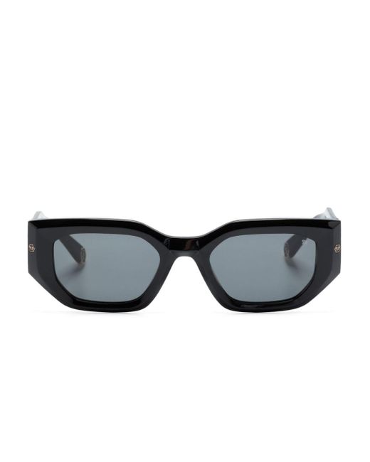 Philipp Plein Black Logo-engraved Square-frame Sunglasses