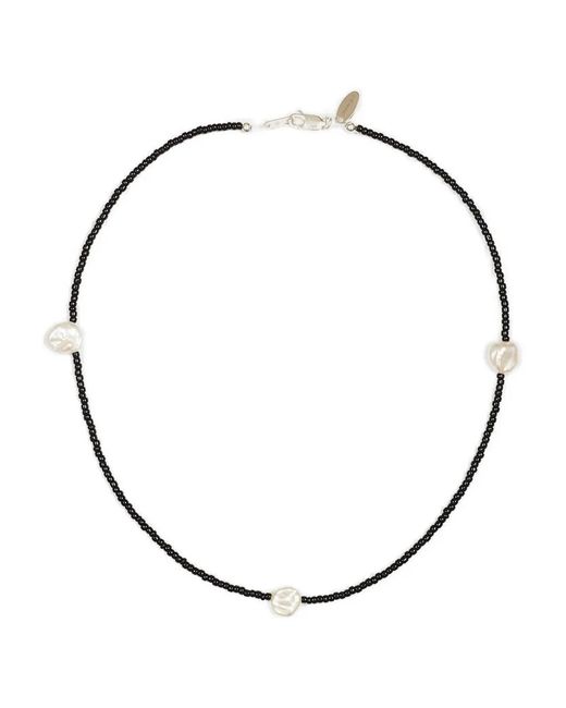Santaniello Metallic Beaded Pearl Necklace