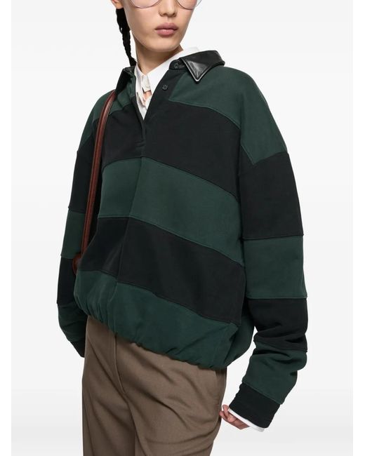 Acne Green Polo Rayé À Manches Longues