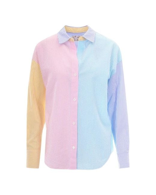 Mc2 Saint Barth White Striped Cotton Shirt