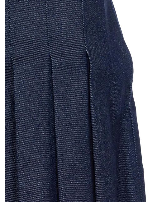 A.P.C. Blue Mini Jupe Plissée