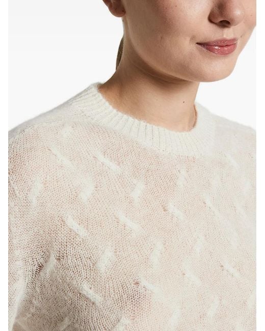 Peserico Cable-knit Round-neck Sweater White