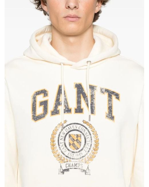 Gant Natural Logo-Print Hoodie for men