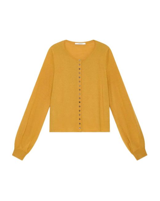 Maliparmi Yellow Button-Detailed Balloon-Sleeve Cardigan