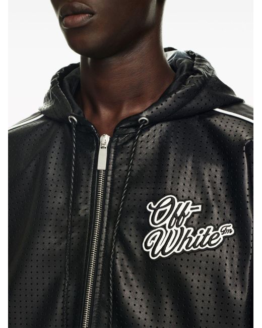Off-White c/o Virgil Abloh Black Logo-appliqué Leather Jacket for men