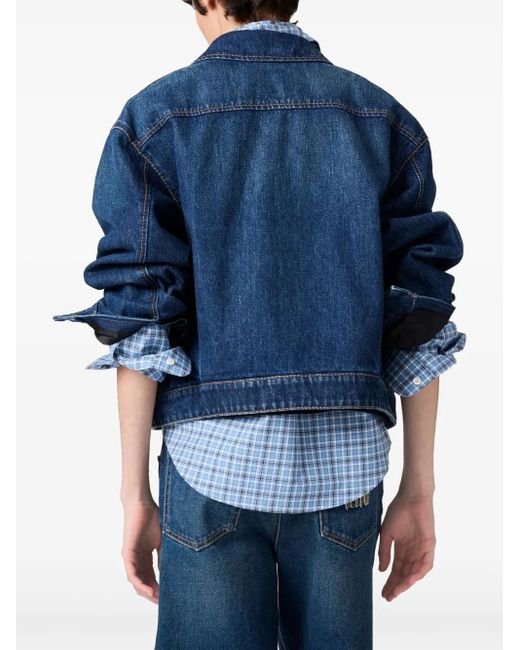 Miu Miu Blue Oversized Zip-Up Denim Jacket