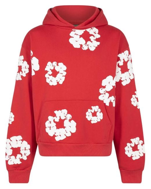 DENIM TEARS Red The Cotton Wreath Hoodie for men