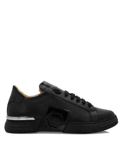 Philipp Plein Black Hexagon Low-Top Sneakers