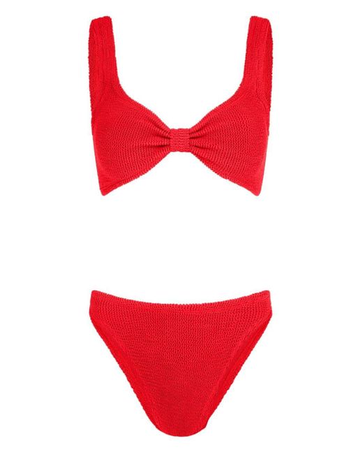 Hunza G Bonnie Seersucker Bikini in het Red