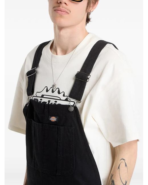 Dickies Black Logo-Patch Jumpsuit for men