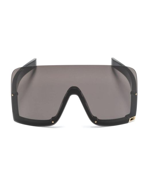 Gucci Gray Square G Shield-frame Sunglasses