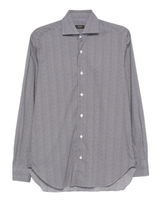 Barba Napoli Gray Check Long-Sleeved Shirt for men