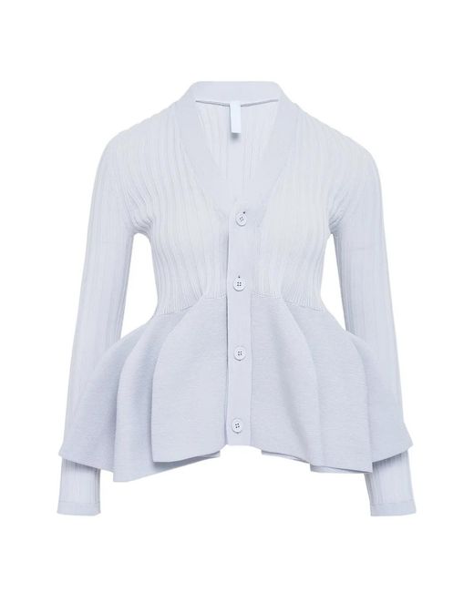 CFCL White Cardigan Boutonné À Volants