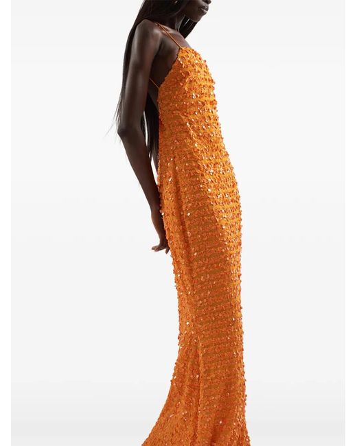 Taller Marmo Orange Candice Sequinned Maxi Dress