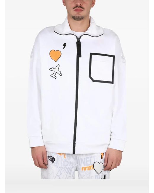 Felpa Con Applicazione di Boss in White da Uomo