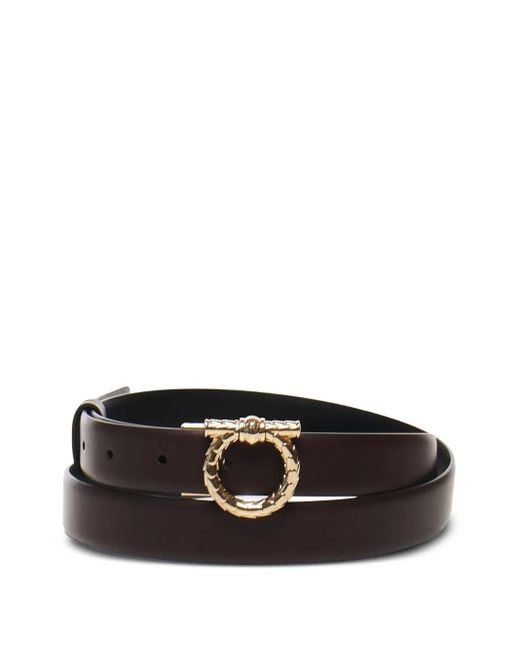 Ferragamo Black Gancini-Buckle Leather Belt