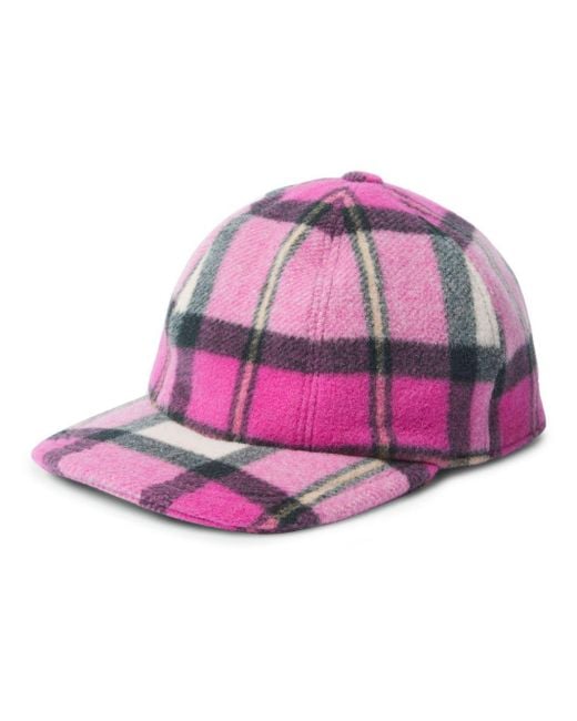 MSGM Pink Plaid Baseball Cap