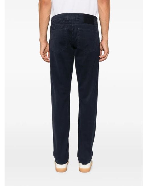 Sartoria Tramarossa Blue Michelangelo Logo-Patch Trousers for men
