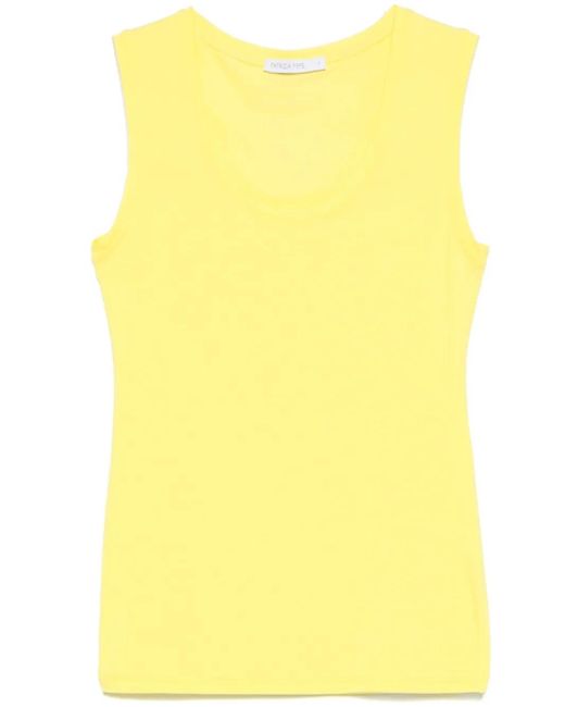 Patrizia Pepe Yellow Rubberised-Logo Tank Top