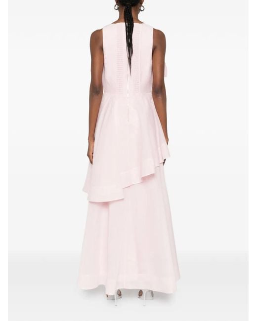 Aje. Pink Selestia Ruffled Layered Midi Dress