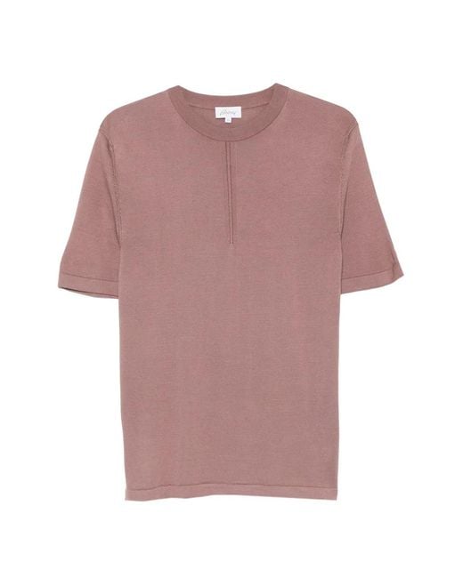 Brioni Pink Short-Sleeve Knit T-Shirt for men