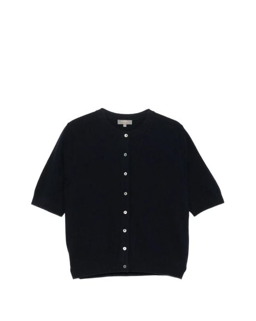 N.Peal Cashmere Blue Cashmere Short-Sleeves Cardigan