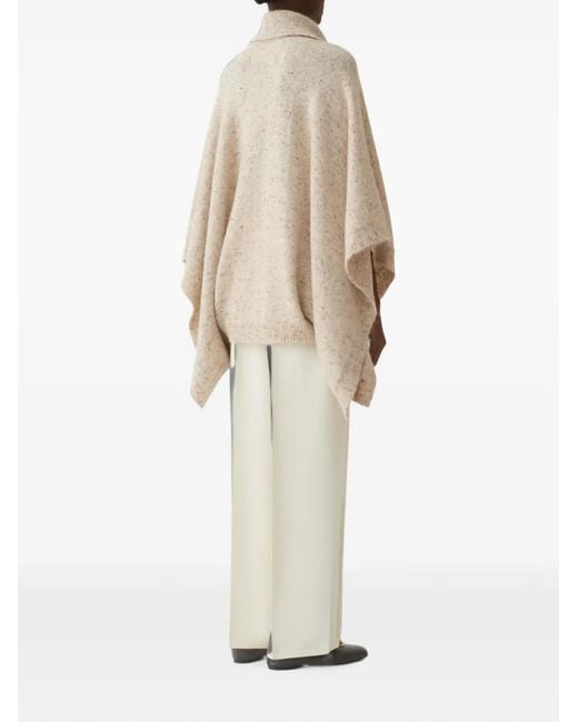 Fabiana Filippi Natural Flecked-Knit Button-Collar Cape