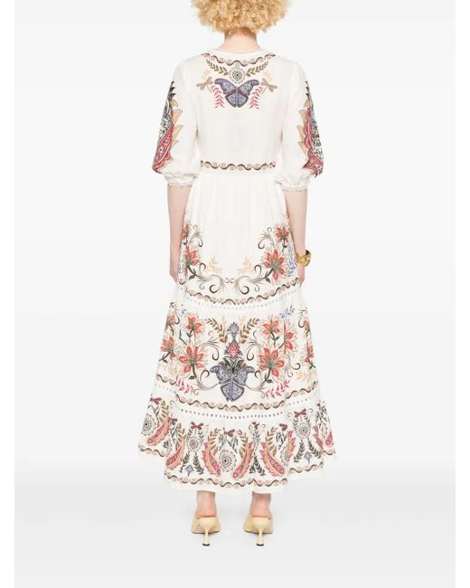 Farm Rio White Boho Glam Maxi Dress