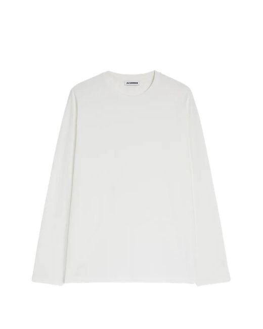 Jil Sander White Long-Sleeves Cotton T-Shirt for men