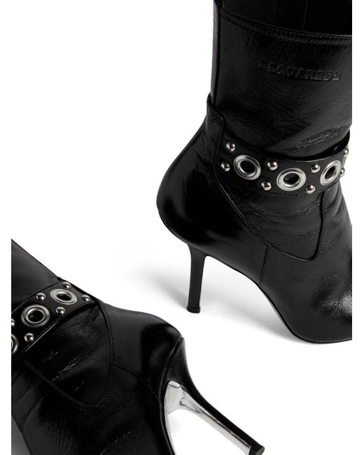 DSquared² Black Gothic Eyelet-embellished Leather Ankle Boots