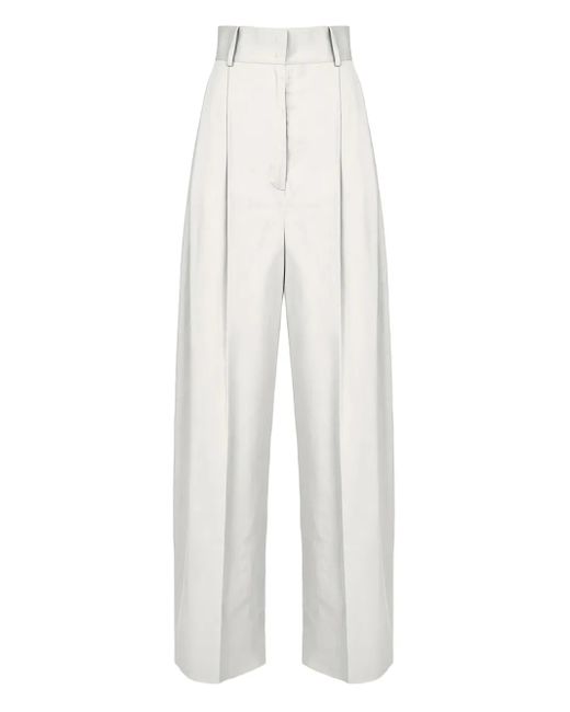 Ferragamo White High-Waist-Hose mit Bundfalten